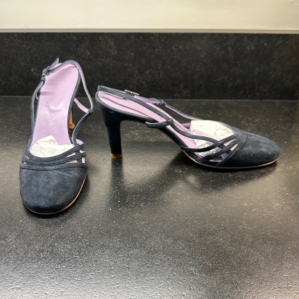 Elegant Navy Suede Slingback Women's Heels